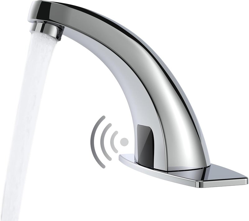 Green Spring Touchless Bathroom Sink Faucet Commercial Hands Free Automatic Sensor Faucet by AC/DC Powered with Control Box and Temperature Mixer, Chrome - Image 1